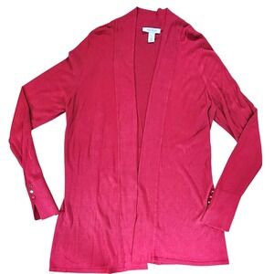 WHBM Cardigan Women XL Dark Red Long Sleeve Button Cuff Shawl Collar